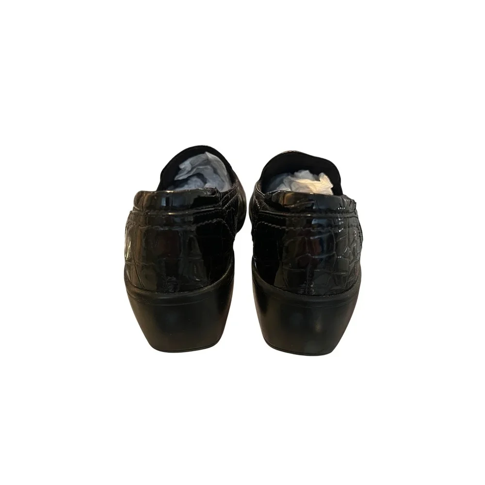 Clarks Bendables Black Croc‎ Embossed Patent Leather Slip On Loafers 9N 38633